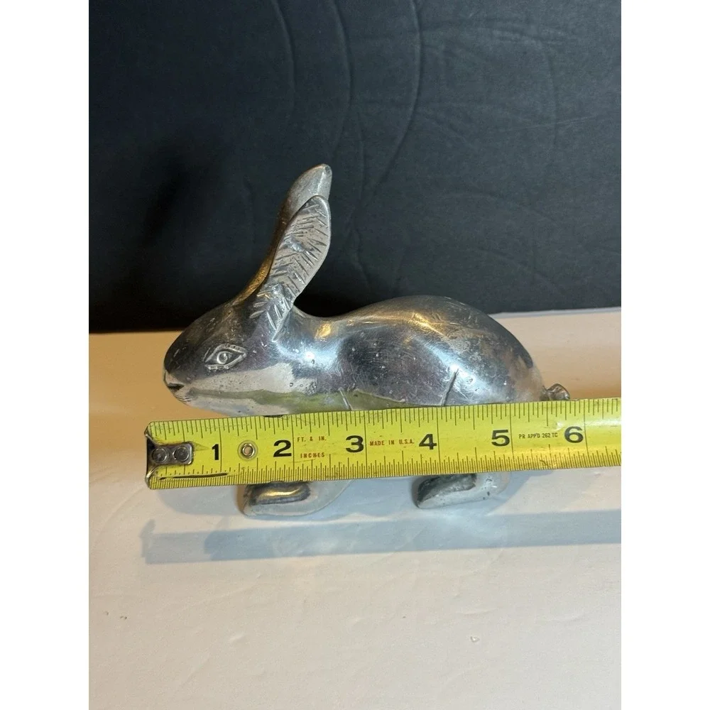 Vintage Pewter Rabbit Bunny Figurine Statue 6